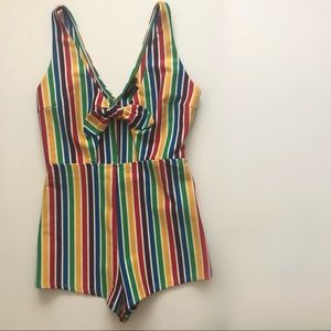 NWOT Forever 21 rainbow striped romper
